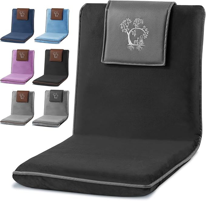 Japanese Meditation Floor Chair with Back Support for Adults - Premium Meditation Chair with Adjustable & Foldable Back for Seating, Yoga & Gaming — Folding Backjack Chairs with Backrest for Adults