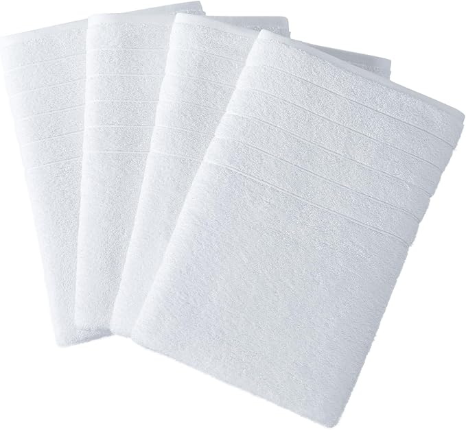 Casa Platino Luxury Bath Towels - 4 Pack White 100% Cotton Absorbent Bath Sheets (36"x72"), Quick Dry