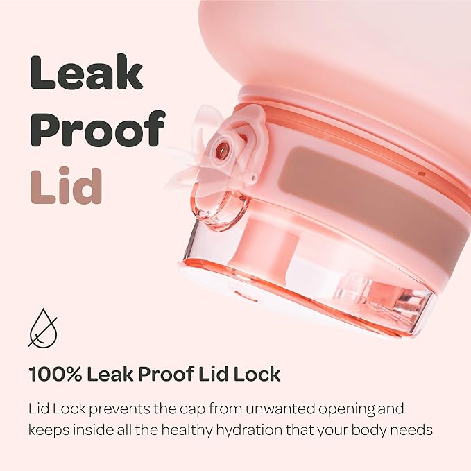 Hydracy Water Bottle with Time Marker -Large BPA Free Water Bottle & No Sweat Sleeve -Leak Proof Gym Bottle with Fruit Infuser Strainer & Times to Drink -Ideal for Fitness Sports & Outdoors