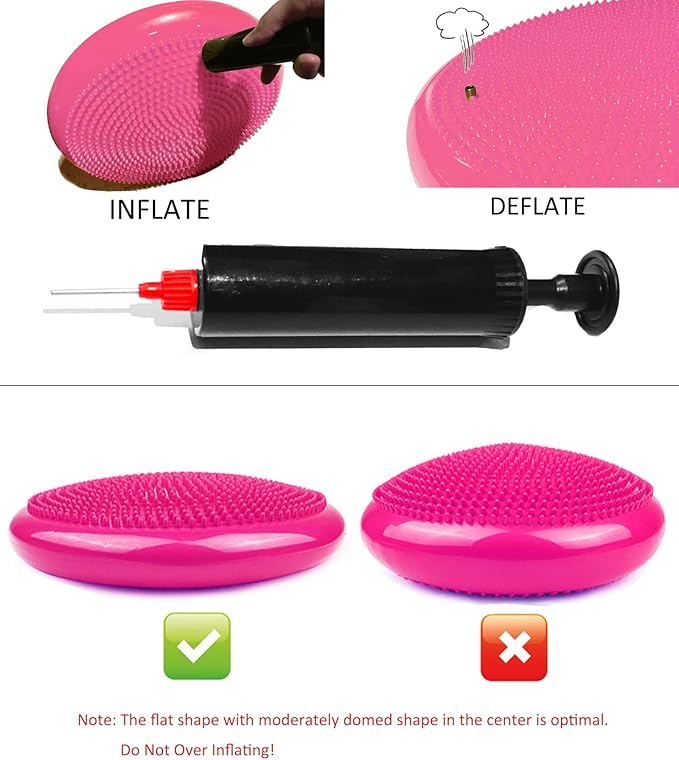 NEISHNG 3-Pack Stability Wobble Cushions with Hand Pumps, Kids Sensory Wiggle Seat for Classroom, Core Trainer Balance Disc for Gym and Home Workout (5 Color)