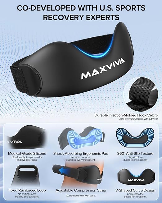 Patellar Tendon Support Strap 2 Pack, Knee Brace Patella Band for Running Hiking Basketball Gym Fitness Tennis Badminton Cycling, Offers Relief from Meniscus Tear and Knee Pain. Black