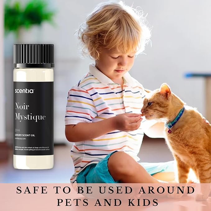 Scentia Noir Mystique – Hotel-Inspired Diffuser Oil, 20ml (0.67 fl oz) | Essential Oil Blend of Rose, Bergamot, Lemon & Musk | Luxury Aroma for Aromatherapy Diffusers & Humidifiers