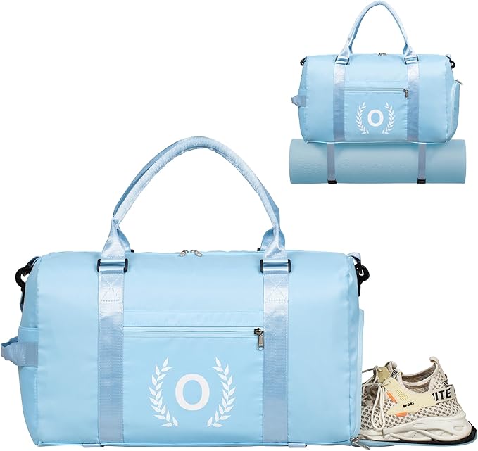 Gym Duffel Bag, Red, Personalized with Initials, Spacious Sports Bag for Yoga & Dance, Wet Pocket, Mat Strap, Travel-Friendly