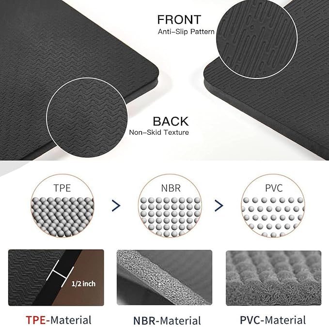 Hatha Yoga Large TPE Yoga Mat 6'x4'x1/2" Extra Thick Non-Slip Exercise Mat - for Yoga Pilates & Home Gym Workouts