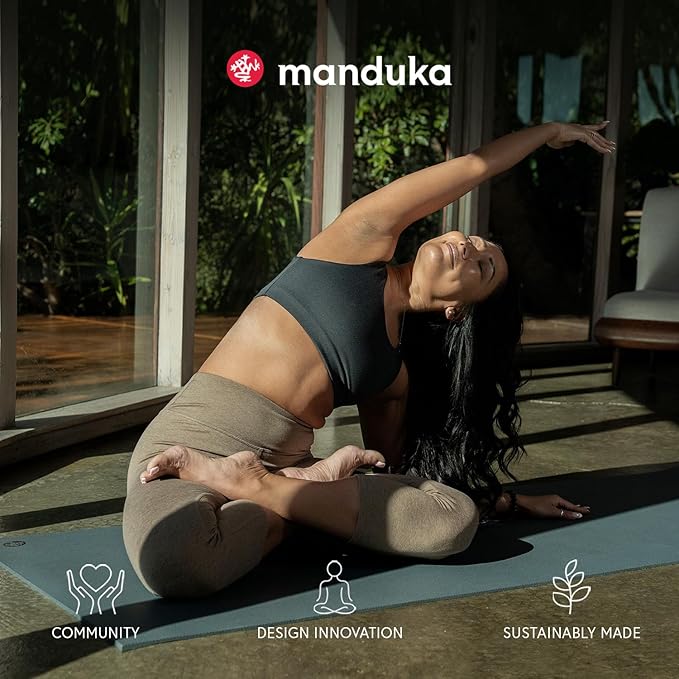 MANDUKA eKOLite Yoga Mat - 4mm Natural Rubber | Eco-Friendly | Soft Textured Surface | Natural Next-to-Skin Feel