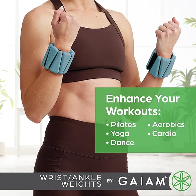 Gaiam Wrist and Ankle Weights, Wearable Bracelet to Strengthen
