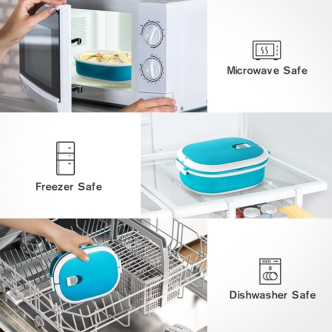 4 Pack Airtight Food Storage Containers，Reusable Kitchen Sandwich Containers with Lids Set for Meal Prep, Lunch,Salad，Snack, Microwave Safe, BPA-Free and Leak-Proof，30oz. Each