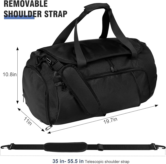 Gym Bag for Men Women With Shoe Compartment & Wet PocketWater Resistant Sports Gym Bag 、shoulder bag、messenger bag Carry On Duffel Bag forWeekend Overnight Traveling (black)