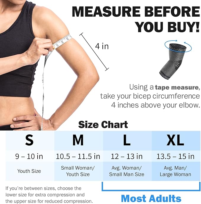 POWERLIX Elbow Orthopedic Brace Compression Support (Pair) - Elbow Sleeve for Tennis Elbow, Golfer’s Elbow, Bursitis, and Sprains, Arthritis, Tendonitis. Pain Relief