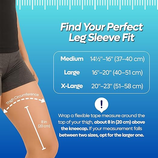 Caspe 1 Pack Full Leg Compression Sleeve for Men & Women with Strap – 3D Knit Support for Thigh, Knee & Calf – Non-Slip, Breathable Leg Compression for Sports, Recovery (X-Large)