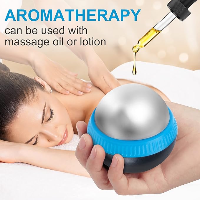 Cold Massage Roller Ball, Set of 2, Cryosphere Ice Therapy Ball for Body Muscle Relief, Roller Massager for Back, Neck, Deep Tissue, Foot Plantar Fasciitis, Myofascial Release