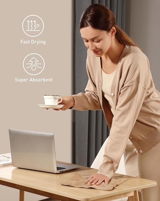 Fantasticlean Microfiber Cleaning Cloth Roll -40 Pack, Tear Away Microfiber Towels, 12" x 12", Reusable, Washable, Scratch Free, Ultra Absorbent for Car, Home Supplies, Shop (TAN)