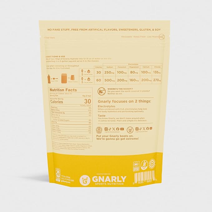 Gnarly Nutrition Hydrate Electrolyte Powder – Lemonade Exercise Hydration Drink Mix – NSF Sport Certified – Electrolyte Solution, Performance & Recovery – Lemonade, 14.10 oz