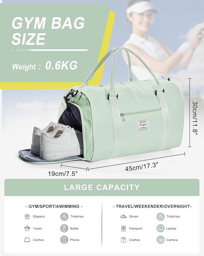 Gym Bag Womens,Travel Duffel Carry on Bag Sport Tote Bag Weekend Overnight Bag