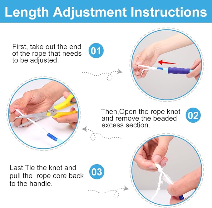 GRAWUN Jump Rope For Kids, Soft Beaded Jump Rope, Adjustable Length Tangle-Free Segmented Soft Beaded Skipping Rope，for Women, Men and Kids Keeping Fit, Workout and Weight Loss