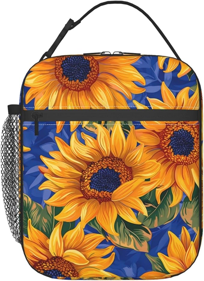 Insulated Lunch Box for Women Men, Sunflower Theme Lunch Box Reusable Portable Lunch Bag Cooler Tote Waterproof Lunch Container for Office Picnic Work Travel