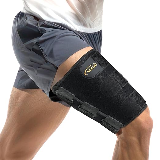 Hamstring Compression Sleeve with 3 Adjustable Straps,Thigh Compression Sleeve for Men Women,Thigh Wrap Compression for Pulled Hamstring,Groin ,Quad,Hamstring Brace for Hamstring Injury, Leg Brace for Upper Thigh support (Black, X-Large)