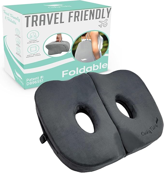 Foldable Sit Bone Seat Cushion - for Sit Bone Pain, Hip, Butt, Ischial Tuberosity, Hamstrings, and Sciatica Pain Relief - for Home, Office, and Driving…