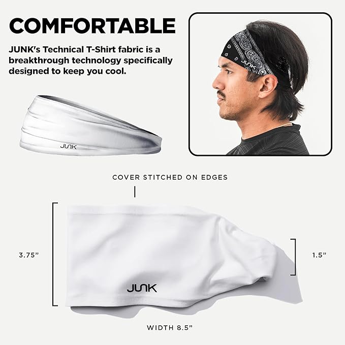 JUNK Brands Big Bang Lite Headband - Moisture-Wicking, Performance Fabric, Non-Slip, Sports Sweatband for Men & Women - One Size