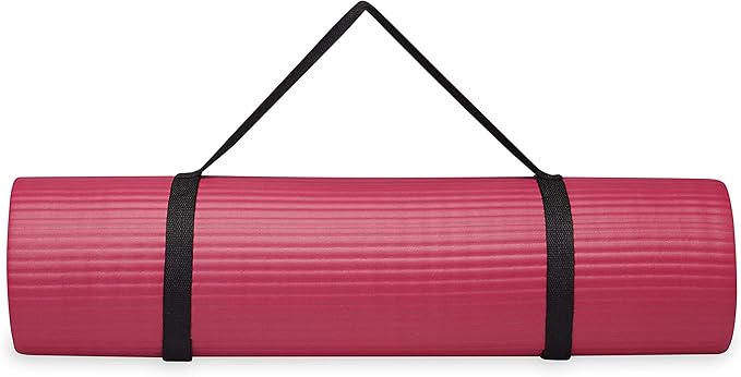 Gaiam Essentials Thick and Thin Yoga Mat Fitness & Exercise Mat with Easy-Cinch Carrier Strap