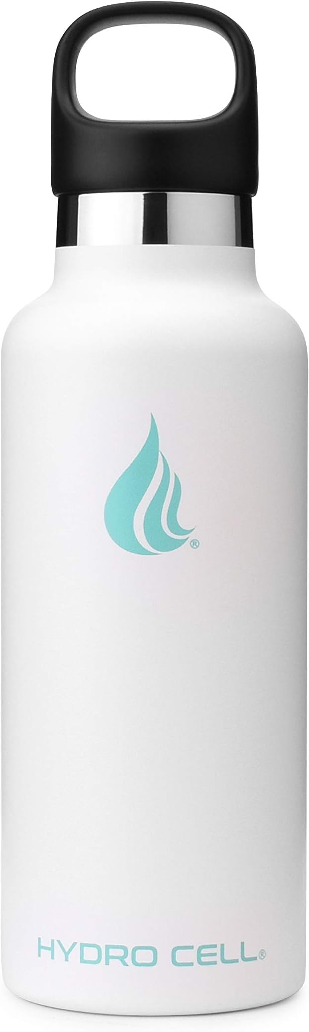 HYDRO CELL Stainless Steel Water Bottle with Straw & 2 Standard Mouth Lids (32oz 24oz 20oz 16oz) Keeps Liquids Hot or Cold w/Double Wall Vacuum Insulated Leak Proof Sport Design (White 20oz)