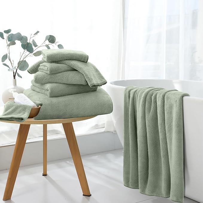 Extra Large Bath Sheet 4 Piece (35"x70")-Ultra Soft Oversized Bath Towel,Bath Sheet Set for Bathroom Hotel,Plush Highly Absorbent Quick Dry Shower Towel for Adults,Bathroom Towel Set Green