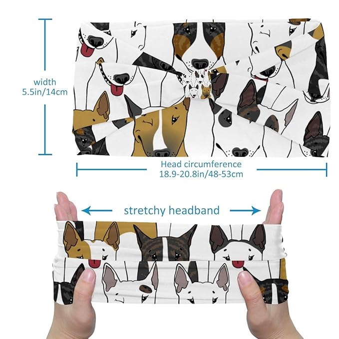 Colorful Bull Dogs Headband for Women, Fashionable Sport Hairband, Elastic Wide Headbands Non Slip Workout Yoga Sport