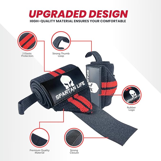 wrist wraps for weightlifting men & Women 18" Professional Quality Wrist Support with Heavy Duty Thumb Loop - Best Wrap for Powerlifting Competition, Strength Training, Bodybuilding
