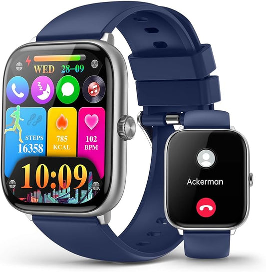 2.06" AMOLED Smart Watches with Blood Pressure Monitor, 118 Sports Modes, Fitness Activity Tracker for Men Women, Heart Rate Sleep SpO2 Monitor, IP68 Waterproof, Compatible with Android and iPhone