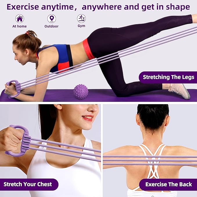 Adjustable Resistance Bands with Handles, 6 Removable TPR Tubes (15-90lbs) for Strength Training, Muscle Toning and Full Body Workouts – Portable Home Gym Equipment