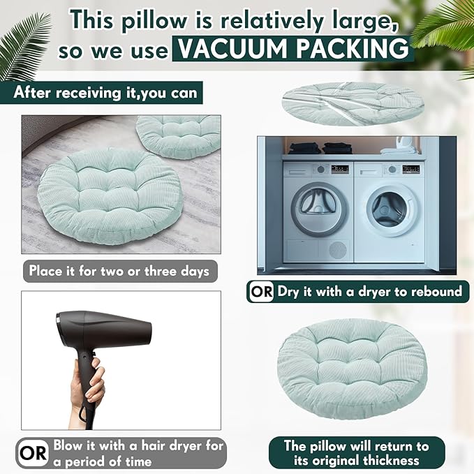 Jerify Floor Pillow Cushions 22 x 22 Inch Round Square Large Meditation Floor Pillow for Classroom Adult Meditation Picnic Party Cushion for Seating Gift Christmas(Round,Gradual Green,4 Pcs)