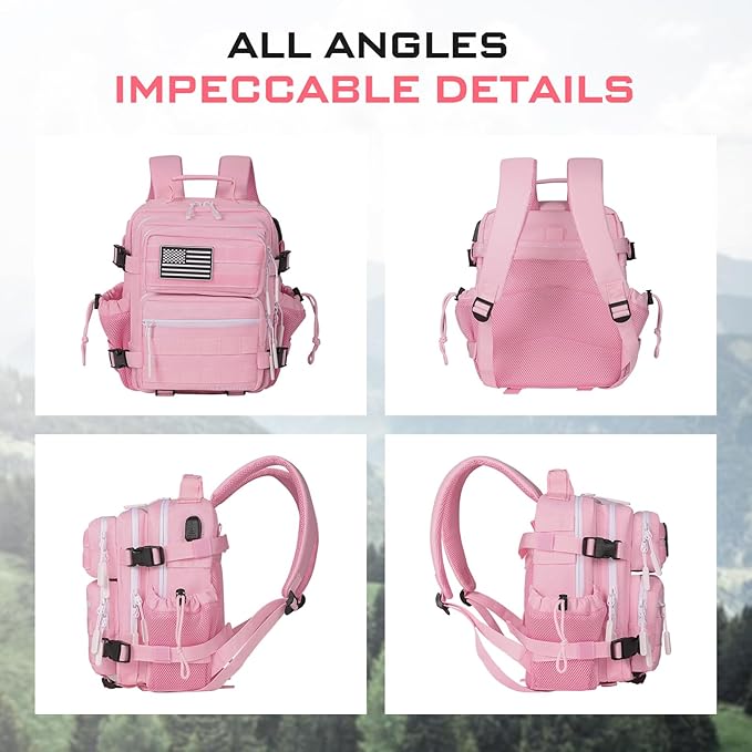 15L Mini Tactical Backpack Small Tactical Backpack for Women, Military Backpack for Gym, Hiking, Daily (Pink-15L)