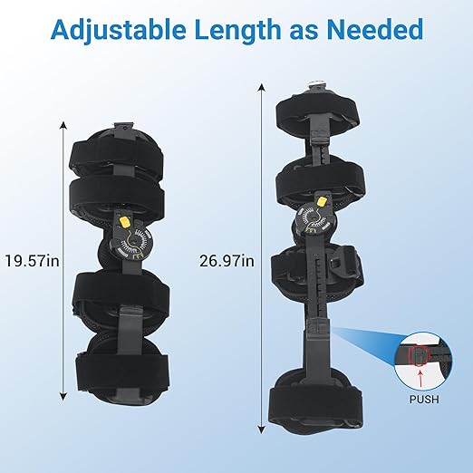 Hinged ROM Knee Brace, Post Op Knee Brace for Recovery Stabilization, ACL, MCL and PCL Injury, Adjustable Medical Orthopedic Support Stabilizer After Surgery, Women and Men,Left and Right Leg