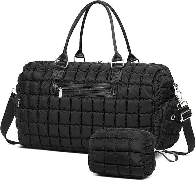 Duffle Bag for Travel, Weekender Bag with Shoe Compartment, Carry On Overnight Bag for Women with Toiletry Bag, Gym Bag with Wet Pocket, Hospital Bags for Labor and Delivery Beige