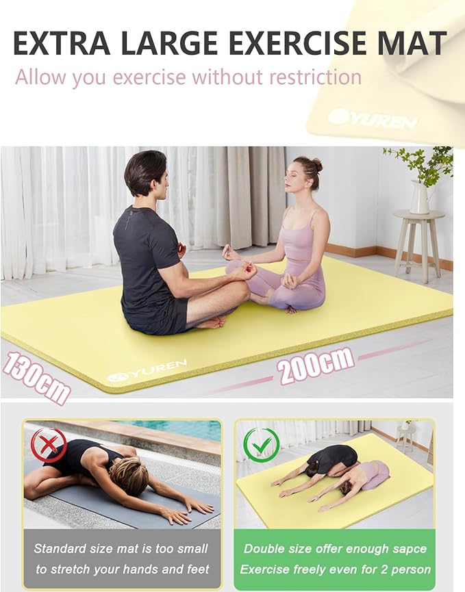 Large Yoga Mat 78"x 51" 20mm/15mm/10mm Thick Workout Mats for Home Gym, Extra Wide Workout for Women Men Gym Flooring Exercises