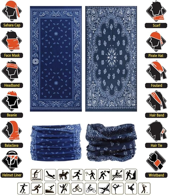 Headband Neck Gaiter Head Wrap Headwear Face Mask Magic Scarf Bandana for Men and Women