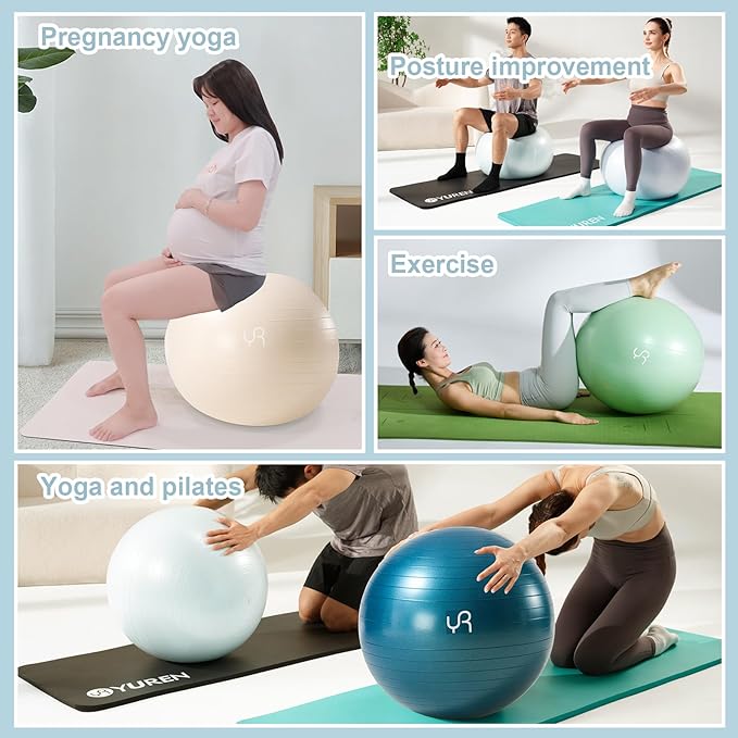 Exercise Ball for Workouts, Anti-Burst and Slip Resistant Yoga Ball for Gym Fitness and Physical Therapy
