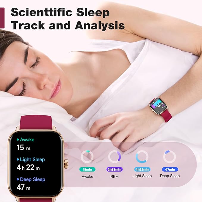 Fitpolo Smart Watch for Women,1.8” Touchscreen, Bluetooth Call, Alexa Built-in,24/7 Heart Rate SpO2 Monitor,Step Counting,Sleep Tracking, IP68 Waterproof Fitness Tracker Watch for Android iPhone