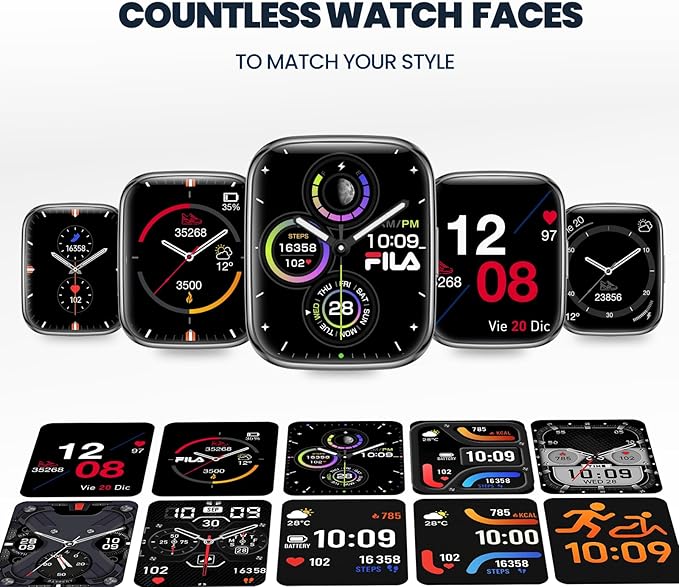 Fila Smart Watch for Men Women (Answer/Make Calls), 1.95" Fitness Watch with Heart Rate/Sleep Monitor, Step Counter, Fitness Tracker with 100+ Sports for Android iOS