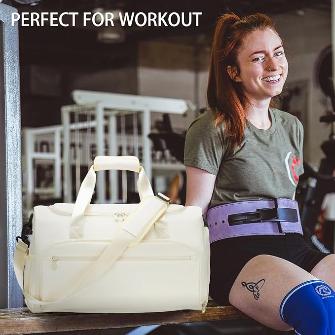 Gym Bag for Men Women, Small Fitness Workout Sports Bag with Wet Pocket & Shoes Compartment, Water Resistant Overnight Weekender Duffel Bag