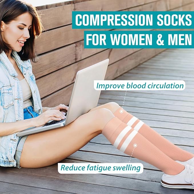BLUEENJOY Copper Compression Socks for Women & Men (6 pairs) - Best Support for Nurses, Running, Hiking, Recovery