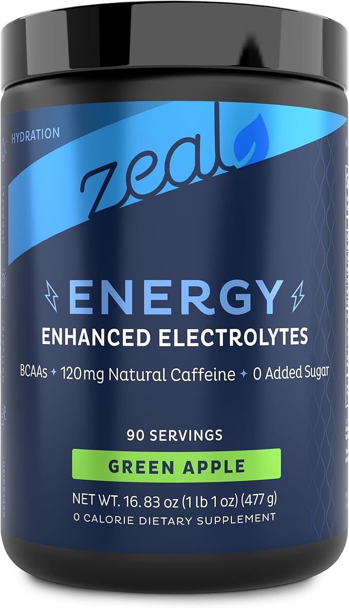 Pre-Workout Electrolyte + Energy Powder Drink Mix (90 Servings | Green Apple) w/ 0 Sugar +BCAAs +B-Vitamins Electrolyte Supplement w Potassium Zinc & Magnesium for Hydration - Keto Electrolytes