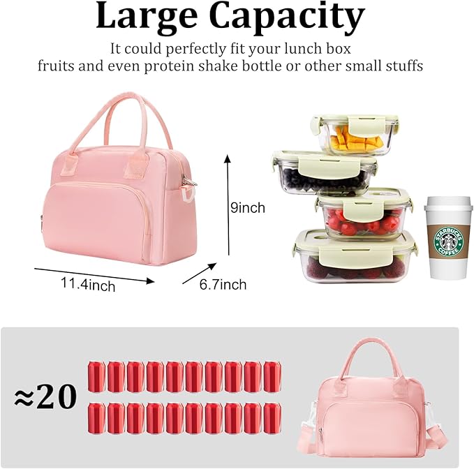 Insulated Lunch Bag for Women Men Large Reusable Lunch Box Adult Leakproof Portable Cooler Tote Bags for Work Picnic