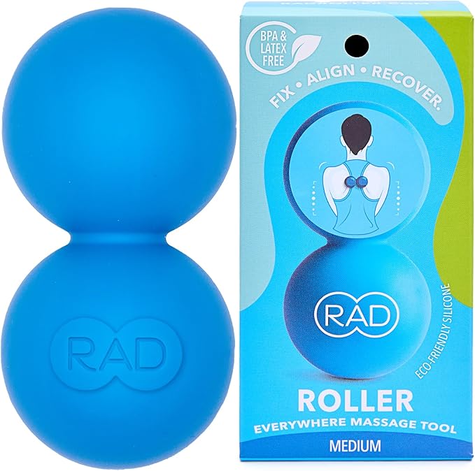 RAD Original Peanut Massage Ball – Medium Density Yoga Deep Tissue Roller Ball – Myofascial Release for Back, Neck, Feet, Psoas & Spine – Suboccipital & Thoracic Trigger Point Therapy