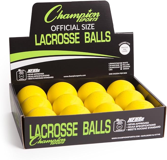 Champion Sports Lacrosse Balls: Official Size Sporting Goods Equipment for Professional, College & Grade School Games, Practices & Recreation - NCAA, NFHS and SEI Certified