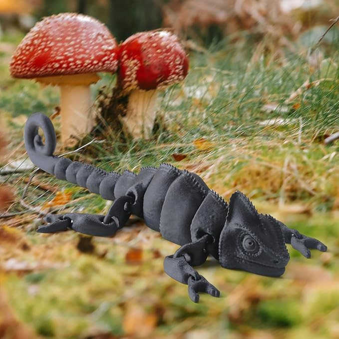 3D Printed Chameleon Articulated Fidget Toy - 12Inch PLA Flexible 3D Lizard Toy with Movable Joints, Stress Relief Desk Decor & Unique Gift for Reptile Lovers, Kids & Adults