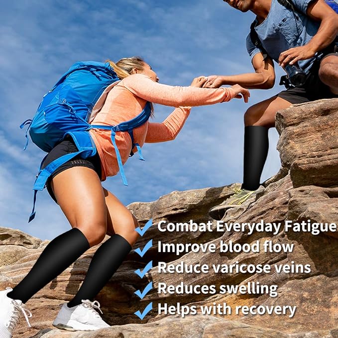 Copper Compression Socks for Women and Men(6 Pairs)-Best Support for Running, Athletic, Nursing, Travel