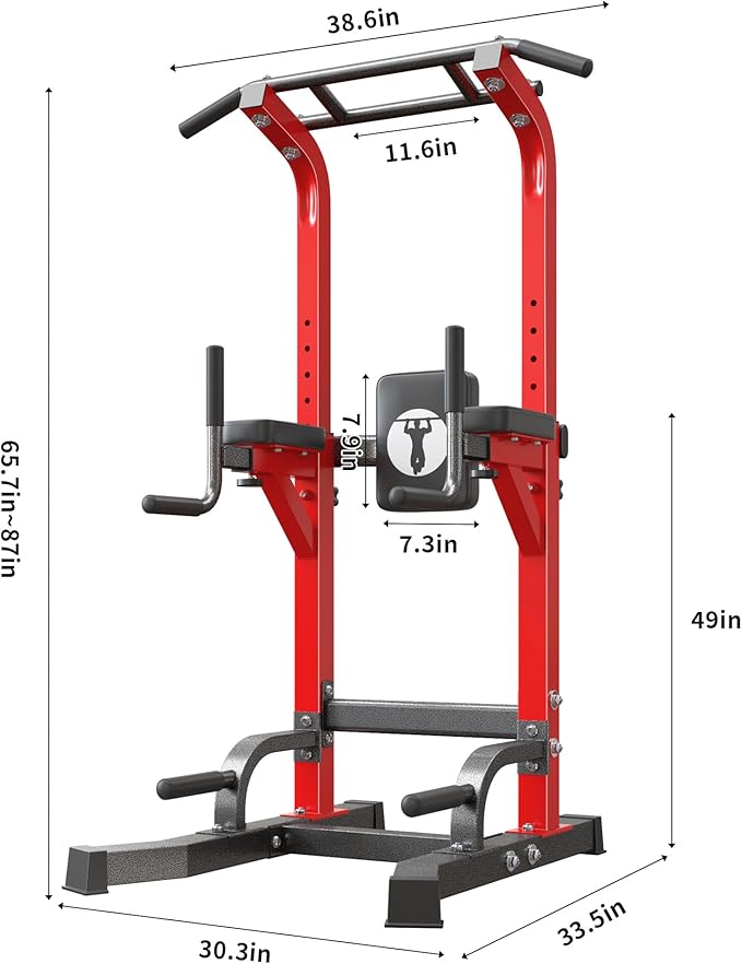 SogesPower Multi-Function Power Tower Pull Up Bar Station Pull Up Dip Station for Home Gym, Adjustable Height Pull Up Bar Stand Dip Bar Strength Training Workout Equipment
