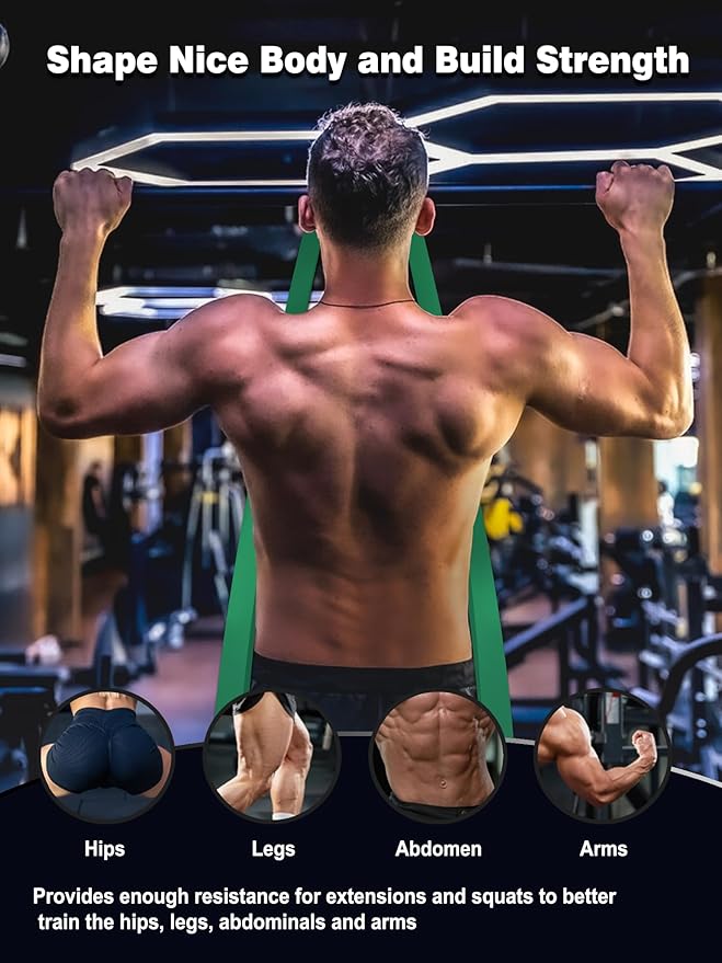 Resistance Bands Set for Pull Up Assistance, Exercise Workout Bands Set with Handles and Door Anchor, Elastic Band for Working Out, Body Stretching, Muscle Training, Men & Women