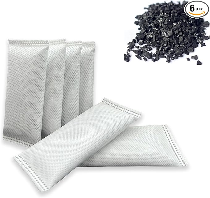 6 Pack Shoe Deodorizer Bags,Activated Charcoal Odor Absorber,Odor Removing Packs,Reusable Odor Absorber for Shoes,Gym Bags,Car,Pet,50g/Pack
